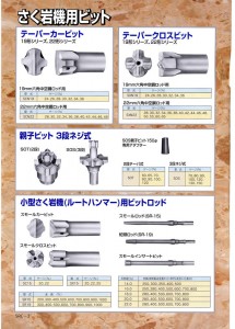 さく岩機用テーパービット、親子ビット、ロッド